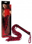 Leather whip red/black